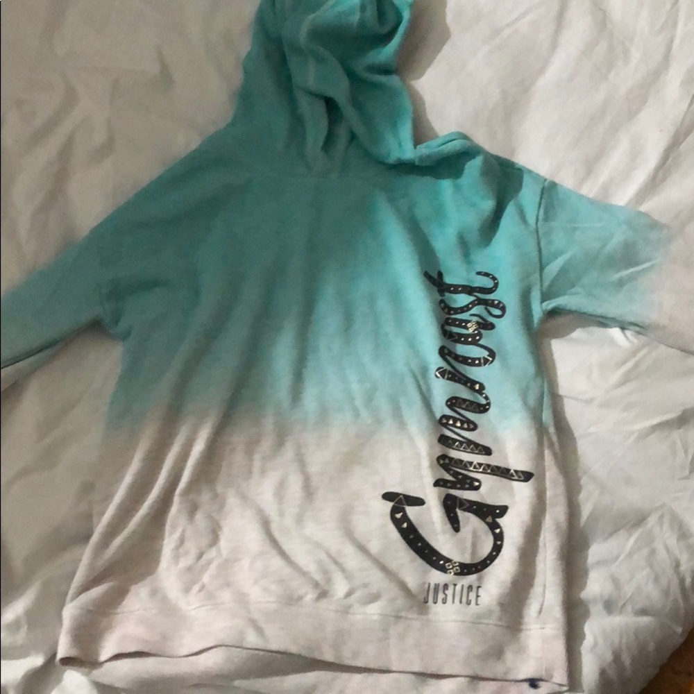 Aqua blue and gray sweater